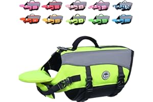 VIVAGLORY Dog Life Jacket with Removable Front Float, Life Vest with Reflective Trims & Extra Padding for Swimming & Boating, Medium, Bright Yellow