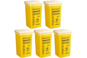 Gatuida 5 Stück Kanülenabwurfbehälter, 1 Liter/1000ml Spritzenabwurfbehälter mit Deckel, Sharps Container für Kanülenbox Entsorgungsbox Kanülensammelbox, Kanülensammler für Medizinische & Tattoo