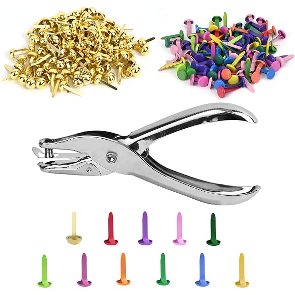 100 Attaches Parisiennes (broches Fendues) Métal Multicolore - Pour Scrapbooking, Bricolage, Projets Créatifs, Fixation Papier - 10