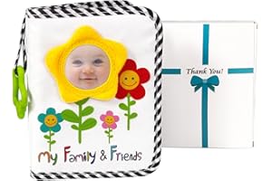 Boczif Album photo de bébé, livre de mémoire de bébé pour 18 images, livre en tissu photo doux avec miroir d'assurance bébé tournesol, ensemble cadeau pour les tout - petits nouveau – nés