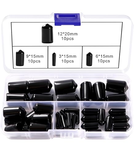 100 Cappucci Terminali In Gomma Vinilica, Diametro Interno 3 Mm - Protezione Per Tubi, Viti E Filettature, Colore Grigio Scuro - Foto 11