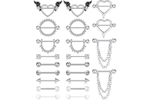 AceFun 14G Piercing Lengua Barras Anillos Lengua Pezón Acero Inoxidable Acrílico 1.6MM Forma de corazón Piercing Pezón Lengua Joyas Colorido Brillante Que Brilla en la Oscuridad