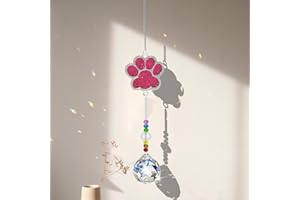 PEILI Dog Memorial Gifts for Loss of Dog, Pet Paw Print Sympathy Gifts Crystal Window Suncatcher,Dog Remembrance Gift Sun Catcher, Pet Passing Away Loss Rainbow Maker Gifts