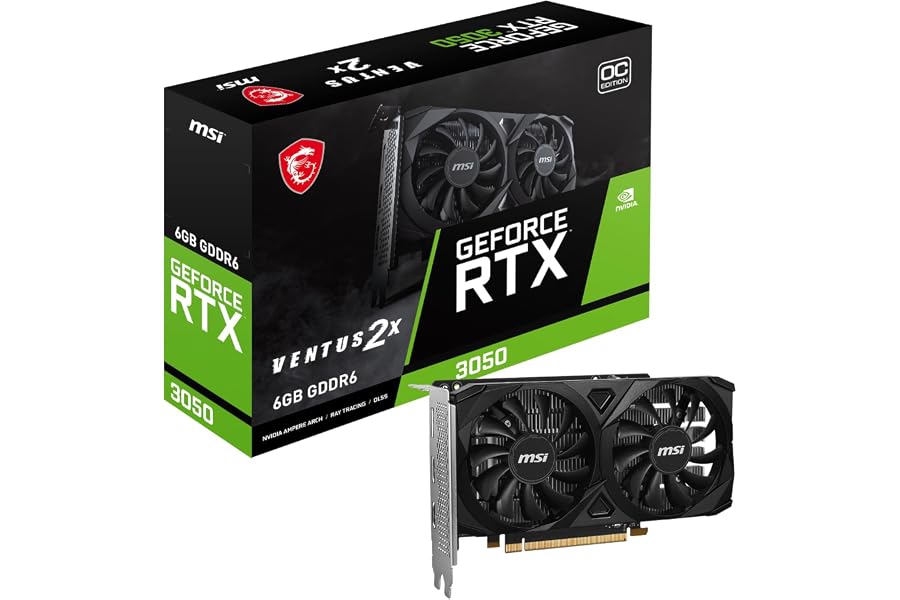 Amazon listing image: MSI GeForce RTX 3050 Ventus 2X E 6G OC PCI_E Graphic Card - Nvidia Geforce RTX 3050 Gpu,…