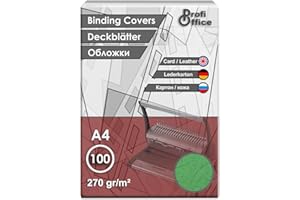 ‎PROFIOFFICE ProfiOffice® Deckblätter, DIN A4, Lederoptik, grün, A4 270g/m², 100 Stück (29003)