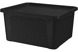 EDANTI Pojemnik Pudło Plastikowe Pojemniki Z Pokrywą MultiBox (20 L Czarny)