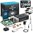 Xute Nouveau Raspberry Pi 4 Modèle B 8 Go RAM Starter Kit avec 128 Go Carte MicroSD, Alimentation USB-C 5,0V 3A avec Interrup