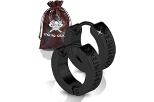 VIKING CRAFT Pendientes vikingos para hombre de acero inoxidable – Pendientes para hombre con runas – Joyas vikingas, decoración vikinga, pendientes celtas, artículo para fans de Vikingos, regalos