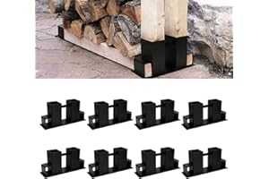 EINFEBEN Supporto per impilare legna da ardere stabile, facile da installare, supporto per impilare legna da ardere, supporto per legna da ardere, struttura in legno nero (8 pezzi)