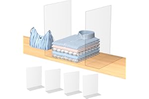 OKPOW Acrylic Shelf Dividers for Closet Organization: 8 Pack Durable Clear Shelves Separators for Clothing Adjustable 12" Tall x 10" Deep