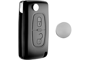 Jongo® CE0536 Kit Complet Coque Clé + Pile CR1620 Compatible avec Peugeot 207 308 3008 Partner Expert Citroën C3 C4 Berlingo Jumpy Plip Boîtier Télécommande 2 Boutons + Goupilles