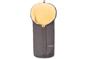 Hofbrucker Lammfell-Fußsack Eskimo für Babyschale, Kinderwagen, Buggy/Universeller Winterfußsack/Fußsack wind- & wasserabweisend/echtes Lammfell/Made in Germany
