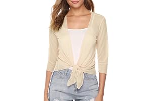 Gyabnw Cardigan Donna Coprispalle Bolero 3/4 Maniche Cardigan a Coste Giacca Estiva Leggera Elegante Cardigan Trasparente Aperto sul Davanti Copricostumi Mare Party Vacanze