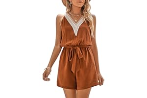 EVELIFE Women Summer Short Jumpsuits Sleeveless Tank Top V Neck Jumpsuit Rompers