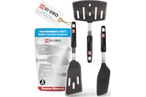 DI ORO LIVING DI ORO® Juego de 3 Espátulas de Silicona - Espátulas de Silicona Resistentes al Calor Hasta 315 °C - Sin BPA Utensilios de Cocina de Silicona Antiadherentes para Cocinar - Apta para Lavavajillas Negra