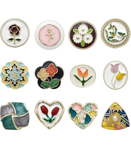 SZSMW 12 Boutons En Or RéTro Vintage - Boutons De Fleurs - Convient Aux