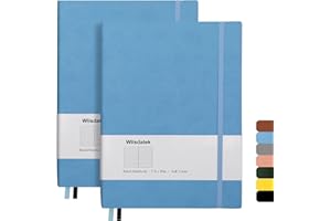 Wiisdatek B5 College Ruled Notebooks - 2 Pack B5 Large Journal Notebooks with 376 Numbered Pages,100gsm Thick Lined Paper,Soft PU Leather Cover,7.6 X 10 inch(Blue)