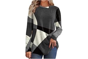AMhomely Christmas Sweatshirts for Women Long Sleeve Shirts Casual Pullover Loose Christmas Tree Print Sweatshirt Tunic Tops for Work Officce Sale Clearance UK Size S-5XL