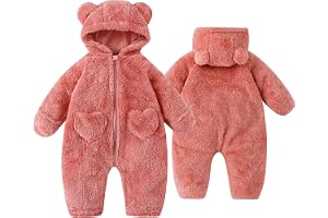 Fohuanky Nyfödd baby björn barnvagn varm fleece med huva allt-i-ett snödräkt vinter sparkdräkt för pojkar och flickor 0-12 må