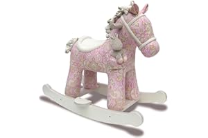Little Bird Told Me - Pixie & Fluff Pink Rocking Horse, Plush Pink Fabric Coat Ride On Toy & Pink Soft Toy Pony for Girls & Boys