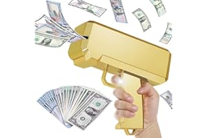 GIRLDIARY Money Gun Shooter and Prop for Movies, Handheld Cash Toy Paper Playing Dispenser Fake Gun for Party, Pretend Play Toy (Gold)