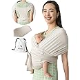 Konny New and Improved Baby Carrier Flex SoftBreeze(Includes Head Support) - Adjustable, Easy to Wear and Wrap Baby Sling, Perfect for Newborn Babies Essentials up to 44 lbs (M-4XL) - Neutral Beige