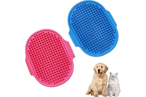 ZHIHUITL Spazzola da bagno per cani e gatti,2 Pcs Spazzola massaggiante per cani e gatti,doccia per animali domestici regolabili con manico ad anello,Pettine per la pulizia e la cura dei