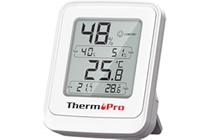ThermoPro Thermo-hygromètre numérique pour serre, thermomètre extérieur avec affichage des températures max/min, étanchéité IPX5, idéal pour les plantes d'intérieur, tentes de culture et le jardin