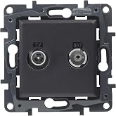 LEGRAND TV-R/SAT Intermediate socket for recessed installation, Nilo&eacute; Step range, Anthracite colour, 398317