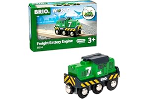 Brio World - 33214 - Locomotive de Fret à pile - Train électrique - Fonction lumineuse - Pour circuit de train en bois - Jouet mixte à partir de 3 ans