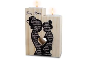 Wirhaut Mum Birthday Gifts Heart shaped Candlesticks, Wooden Candle Holders for Mum, Mum Gifts from Daughter, Presents for Mum Candle for Thanksgiving Mothers Day