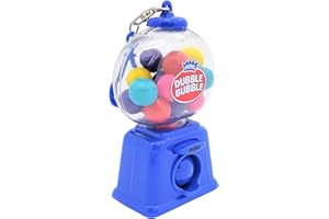 Zugar Land Colorful 4" Gumball Dispenser Machine Keychains with Original Dubble Bubble Gumballs Included! (Blue)