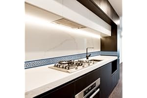 FUNLIFE Autocollants de bordure de papier peint, Frise Murale géométrie Adhesive Sticker, plinthe pour la décoration de bricolage à la maison, 10x200cm, bleue