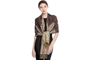 EASE LEAP Elegante Bufanda Estampada para Mujer Lujoso Chal Cálido con Borla Suave Pashmina Estilo Paisley Étnico Uso en Otoño Invierno 200 * 70cm
