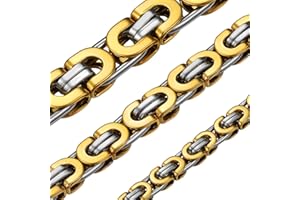 ChainsHouse Collana Uomo Acciaio Argento Collana Bizantina ad Incastro Braccialetto Uomo Hiphop Punk Collana Nero 18K Oro Solido e Non Sbiadisce Larghezza 6/8/10MM Lunghezza 46-76CM