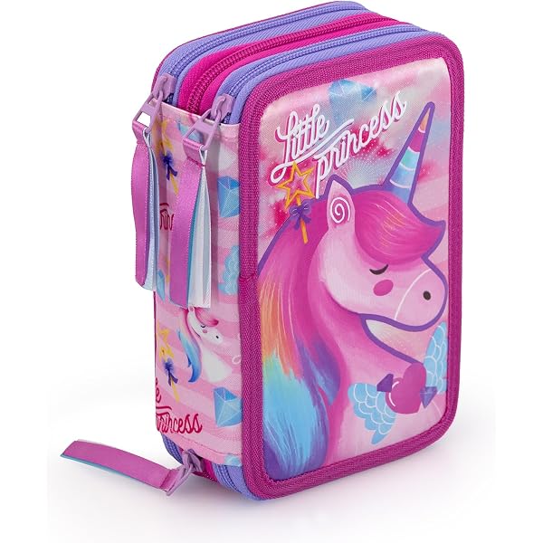 Set Zaino E Borsa Pranzo Unicorno Per Bambine: Glitter Arcobaleno Con Stella 3D, Rosa