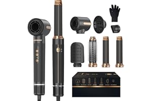 ‎ATOPSKINS Airstyler 7 In 1, 110000 U/Min Haartrockner Warmluftbürste Set Mit 7 Aufsätze, Föhn, Lockenstab, Föhnbürste, Rundbürstenföhn, Thermal Brush, Haarglätter Bürste, Trocknen,Glätten, Locken,Volumengeben