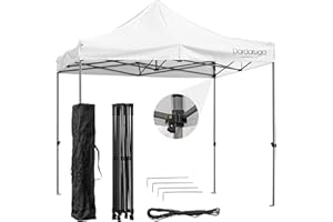 DARDARUGA Gazebo Pieghevole da Giardino 3x3m, Impermeabile, Resistente ai Raggi UV, Chiusura a Fisarmonica, Tessuto Oxford Premium, Altezza regolabile, Picchetti + Sacca Trasporto + Corde Incluse, Colore Bianco