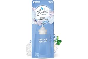 Glade Sense & Spray Air Freshener Refill, Motion Activated Automatic Room Spray and Odour Eliminator for Home, Clean Linen, 8 Refills (8 x 18ml)