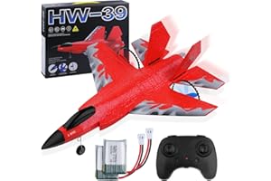 Henakmsl RC Aeroplane 2CH F35 Remote Controlled Aeroplane Toy HW39 Fighter 2.4GHz RTF for Beginners, Children and Adults USB Charging (Red)