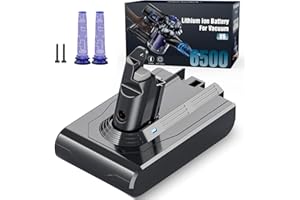 Replacement Vacuum Battery for Dyson V6 - Morpilot 6500mAh Battery Compatible with V6 Animal Absolute SV03 SV04 SV05 SV06 SV07 SV09 DC58 DC59 DC61 DC62 DC72 DC74 Vacuum Cleaner with 2 Pre-Filters