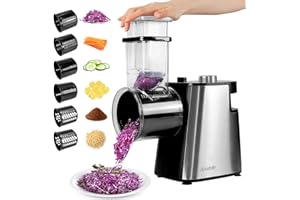 Anatole Affetta Verdure Elettrico Grattugia per Formaggio Carote Acciaio Inox 6 Lame 250W Calibro Grande Taglia Verdure da Cucina Multifunzionale 220V Spina UE