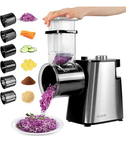 Coupe-légumes électrique Multifonction 3-en-1 - 100W, 3 Lames (dés, Tranches, Râpe) - Pour Légumes Et Fruits Durs