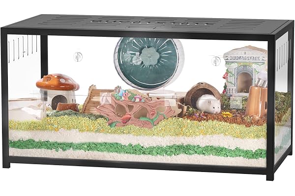 BUCATSTATE Cage pour Hamster Metal 2,0 - Habitats pour Petits Animaux Grand Empilable avec Terrier Profond Installation Facile 100 * 50 * 52,5 cm pour Hamster Syrien Nain (0.5m² Noir)