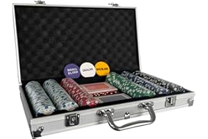 Oypla Poker Set - 300 Piece Texas Hold Em Complete With Chips, Cards, Dice, And Casino Style Case