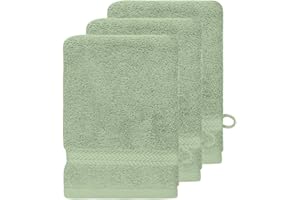 SENSEI LA MAISON DU COTON Sensei Maison - Lot de 3 Gants de Toilette 550 g/m² Luxury - 16x22 cm - Sauge