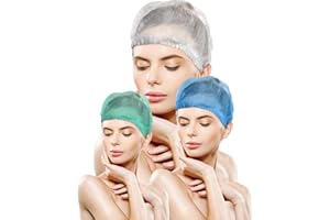 AQASKIN - Cuffie Monouso TNT Plissè - SCONTI QUANTITÁ - Cuffia Copri Testa e Capelli - per Centri Estetici, Spa, Centri Medici, Ristoranti, Pulizia - Colore Bianco, Verde, Blu. (100, Bianco)