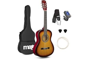 MAX SoloArt 3/4 Junior Acoustic Guitar for Beginners – Nylon String Children's Classical Guitar, Gentle on Fingers, Ideal Musical Instrument, Sunburst Finish (Suitable Ages 6-12)