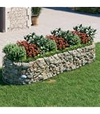 Plate-bande Surélevée Gabiona 184x60x90cm - Métal Galvanisé, Modulable - Pour Balcon Ou Jardin