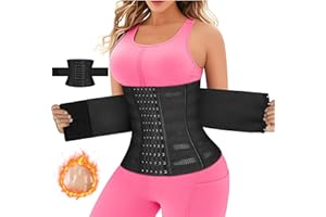 AOOWU Fascia Addominale Dimagrante, Regolabile Snellente Cintura, Pancia Piatta Sport Waist Trainer, Traspirante Waist Trimmer Belt con 6 File di Ganci, per Corsa, Palestra, Yoga, Donna e Uomo